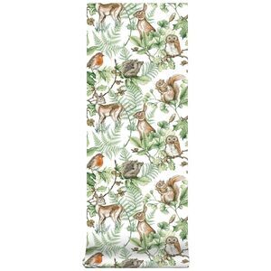 Woodland Animals Natural pre pasted Wallpaper, 396"‎  length x 20.5" Wide Nature